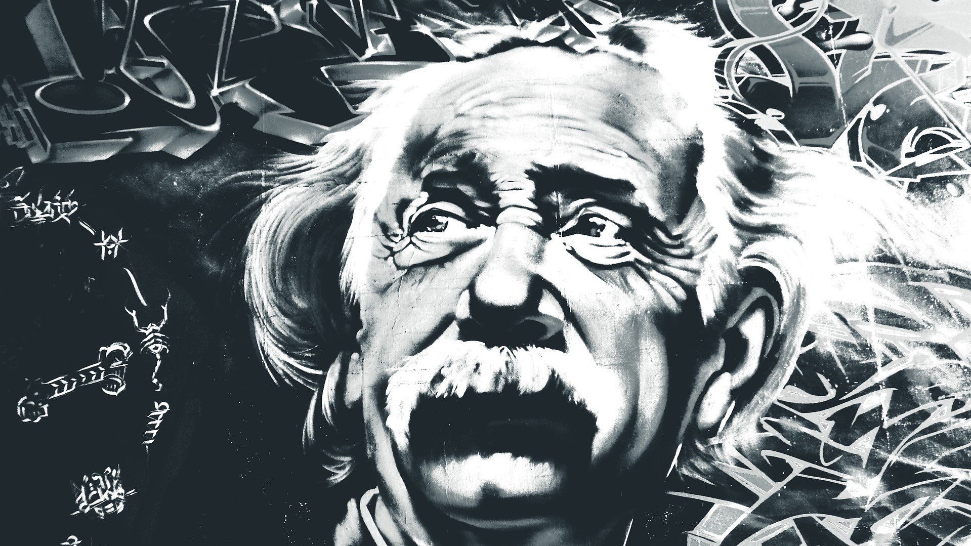 A mural of Einstein, who probably felt like a fraud from time to time.