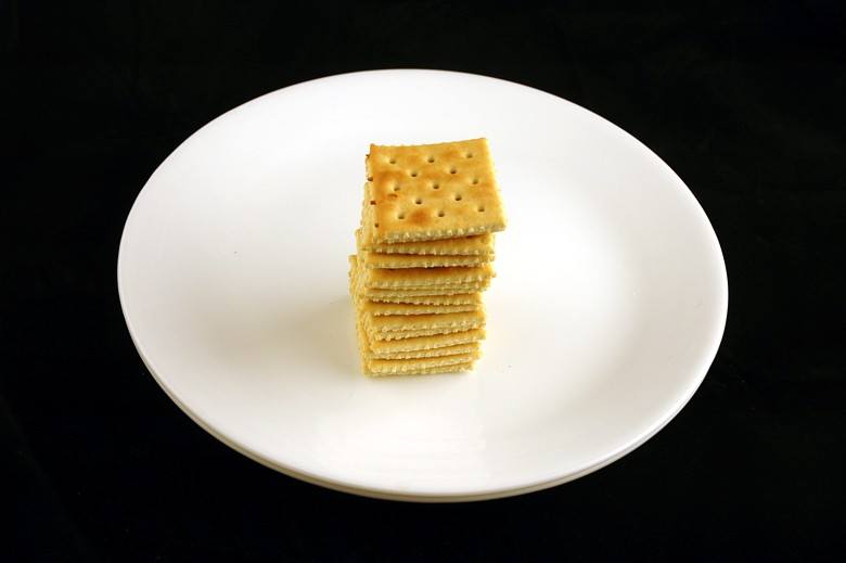 This plate shows 200 calories of Saltine Crackers