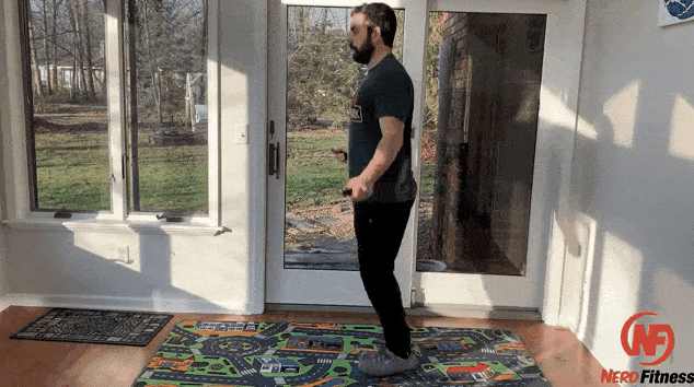 A gif of Coach Matt showing you the single under, which is one hop per rope revolution.