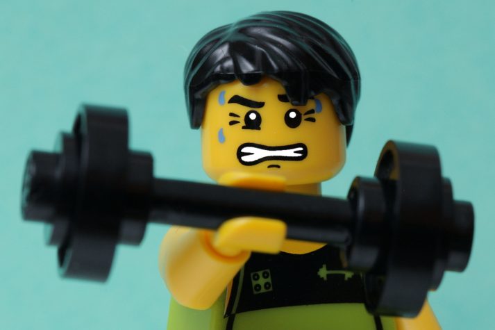Is this LEGO lifting too much or too little for his strength training?