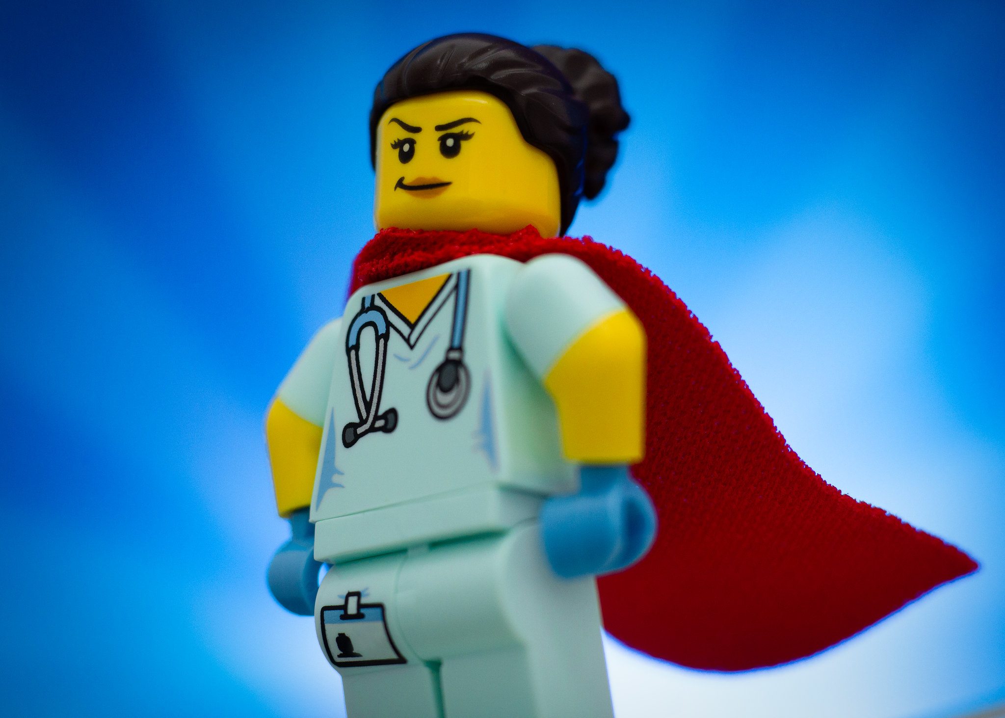 A LEGO doctor in a cape, who knows how to treat DOMS.