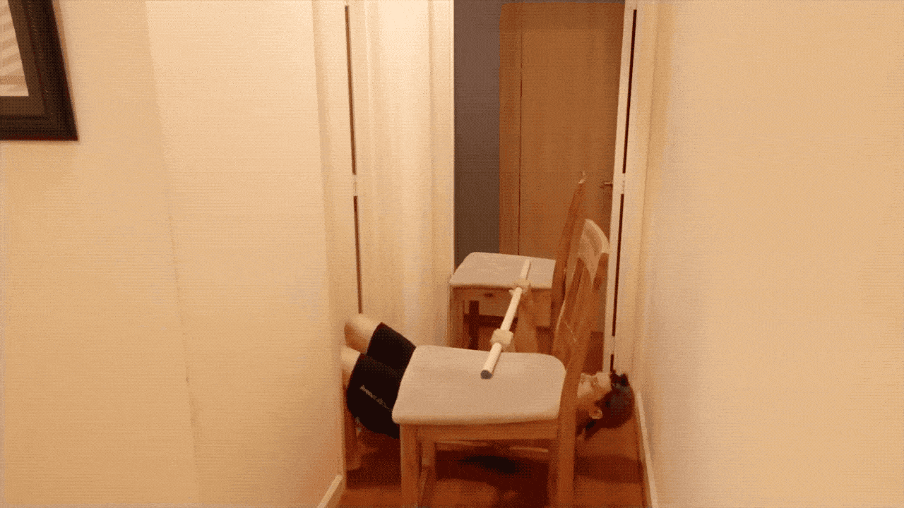 This gif shows Jim doing a row on chairs