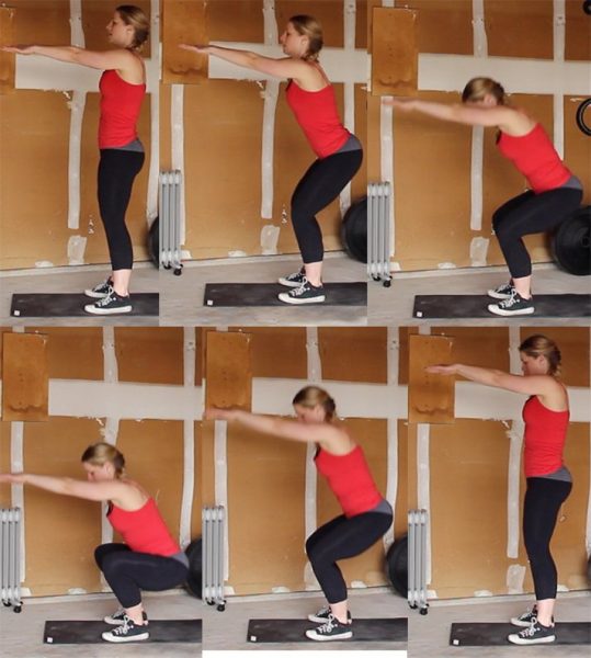This series of photos shows you how to do a proper squat.