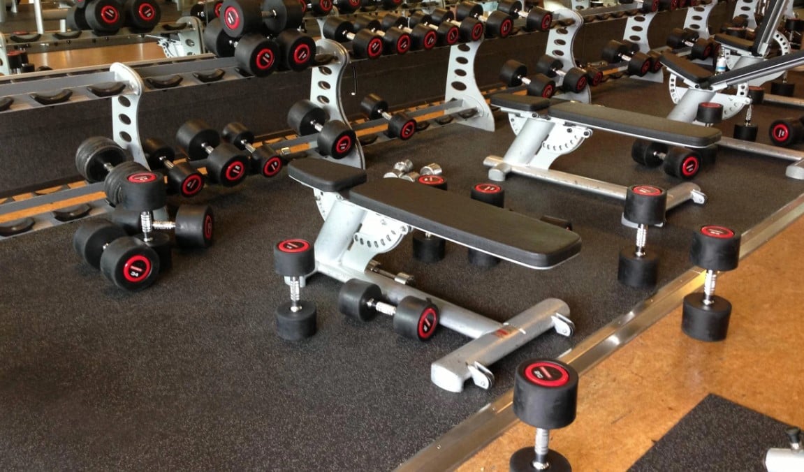 A gym with weights everywhere