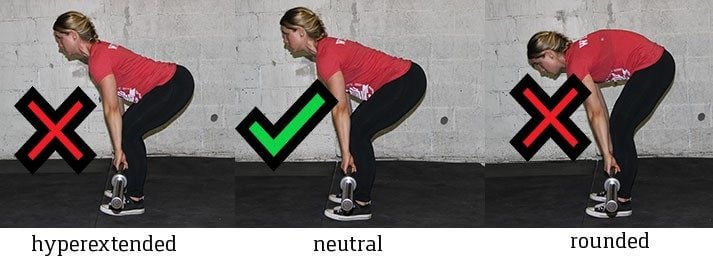 Make sure your back is neutral like above when starting the deadlift. 