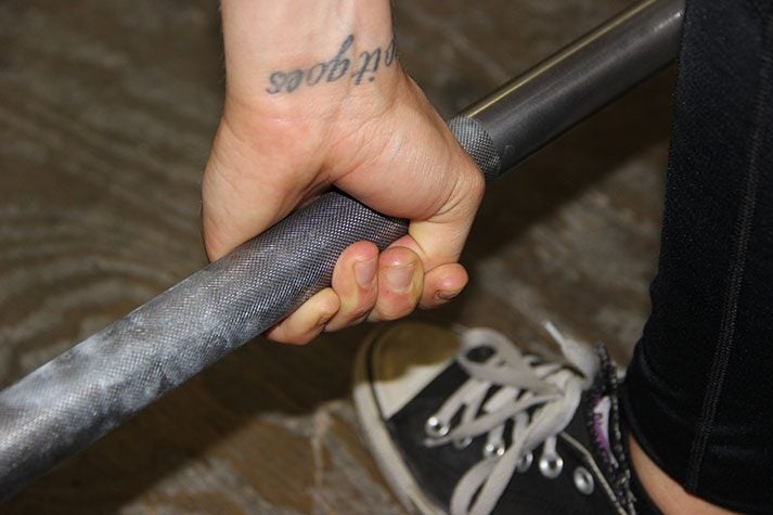 The hook grip shown here is one way you can do the deadlift.