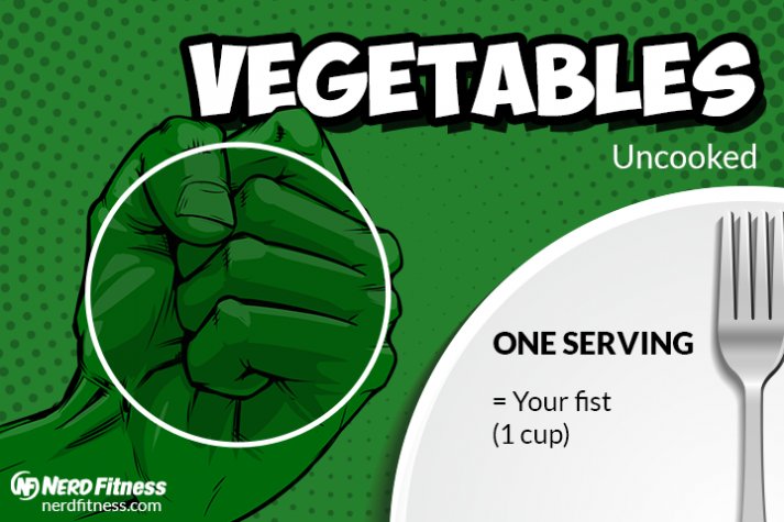 A serving of veggies should be the size of your first (or greater).