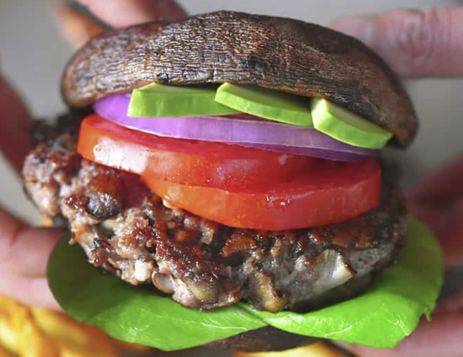 If you use mushrooms instead of a bun, you can have an easy paleo burger!