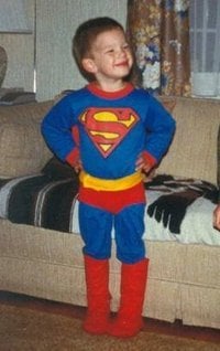 Steve dressed up as Superman.