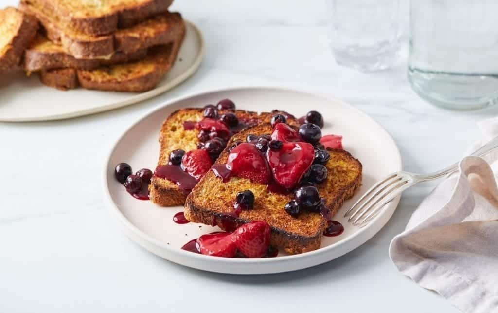 Sheet Pan French Toast With Mixed Berry Sauce